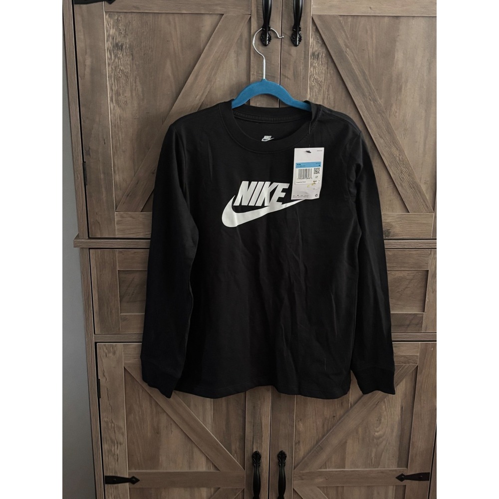 Nike Sportswear Kids Futura Long Sleeve Graphic T-Shirt Black CZ1260-010 Medium
